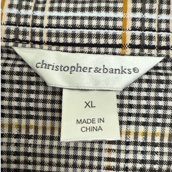 NWT Christopher & Banks Women's XL Black & Yellow Plaid Shacket Jacket Preppy‎ - Picture 2 of 14